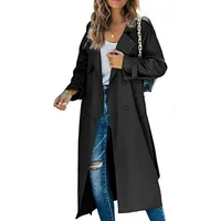 Manteau long élégant pour femme à double boutonnage et ceinture