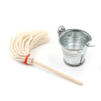 Bucket and mop for doll