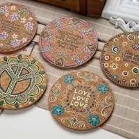 Cork coasters hippie 4 pcs