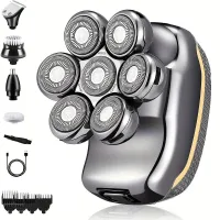 Rasoir électrique pour homme en kit - Rasoir rechargeable avec accessoires, tondeuse à barbe étanche avec écran LED