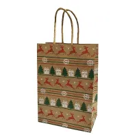 Sac din hârtie cu motiv de Crăciun 21 x 15 x 8 cm 4 bucăți