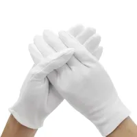 Białe bawełniane rękawiczki - 6 par
