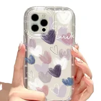 Coque de protection transparente avec motif de cœurs violets pour Samsung Galaxy A14 5G