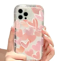 Transparent protective cover with a motif of pink hearts on Samsung Galaxy S23