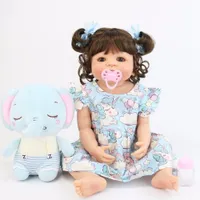 Realistic doll with curly hair 55 cm