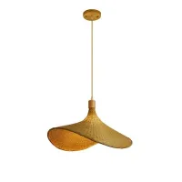 Candelabru din bambus țesut manual - Lumină suspendată împletită pentru tavan, lampă din lemn de bambus cu fir ajustabil de 150 cm, lampă suspendată de design 30 x 28 cm