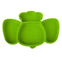Elephant-shaped baby silicone plate with suction cup and split