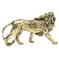 Modern 3D statue in the shape of a lion - antique look, gold color, small design, luxury decoration