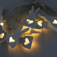 Light chain with rabbits - 10 LEDs, wooden
