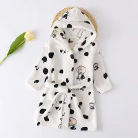 Peignoir en peluche moderne et mignon pour enfants avec capuche