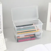 Transparent plastic pencil case - storage box for artistic needs