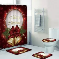 3D Christmas shower curtain and bathroom mat