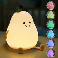 Cute table night light in the shape of a pear with RGB sublight