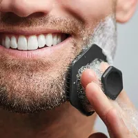 Special silicone cleaning brush for male skin - black color, fine brush