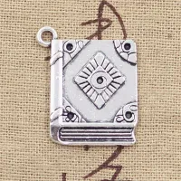 10 pcs of book-shaped pendants - Holy Bible, antique silver color, 23x19mm, suitable for DIY