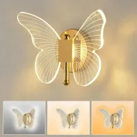 Wall LED butterfly-shaped lamp - modern metal and acrylic lamp with adjustable colour temperature