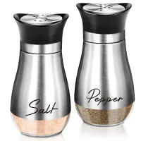 Set of stainless steel salt and pepper sprays with glass bottle