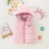 Gilet d'hiver pour fille avec imprimé éléphant et capuche