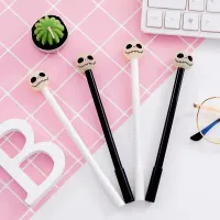 Set of 30 black gel pens with night light and skull for students