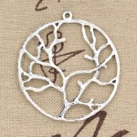 8 pcs pendants in the shape of tree branch - antique silver color, 43x40 mm, for DIY creation