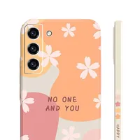 Silicone cover with flower motif on Samsung Galaxy A54, orange