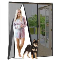 Plasă de fereastră împotriva insectelor cu velcro 190 x 180 cm Plasă de fereastră împotriva țânțarilor cu magnet Plasă împotriva insectelor pentru ușile de balcon