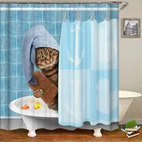 Rideau de douche avec chat