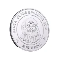 Pièce de collection en argent avec le Père Noël - Pièce commémorative avec vœux de Noël - Pièce de Noël double face avec le Père Noël et les rennes 4 cm